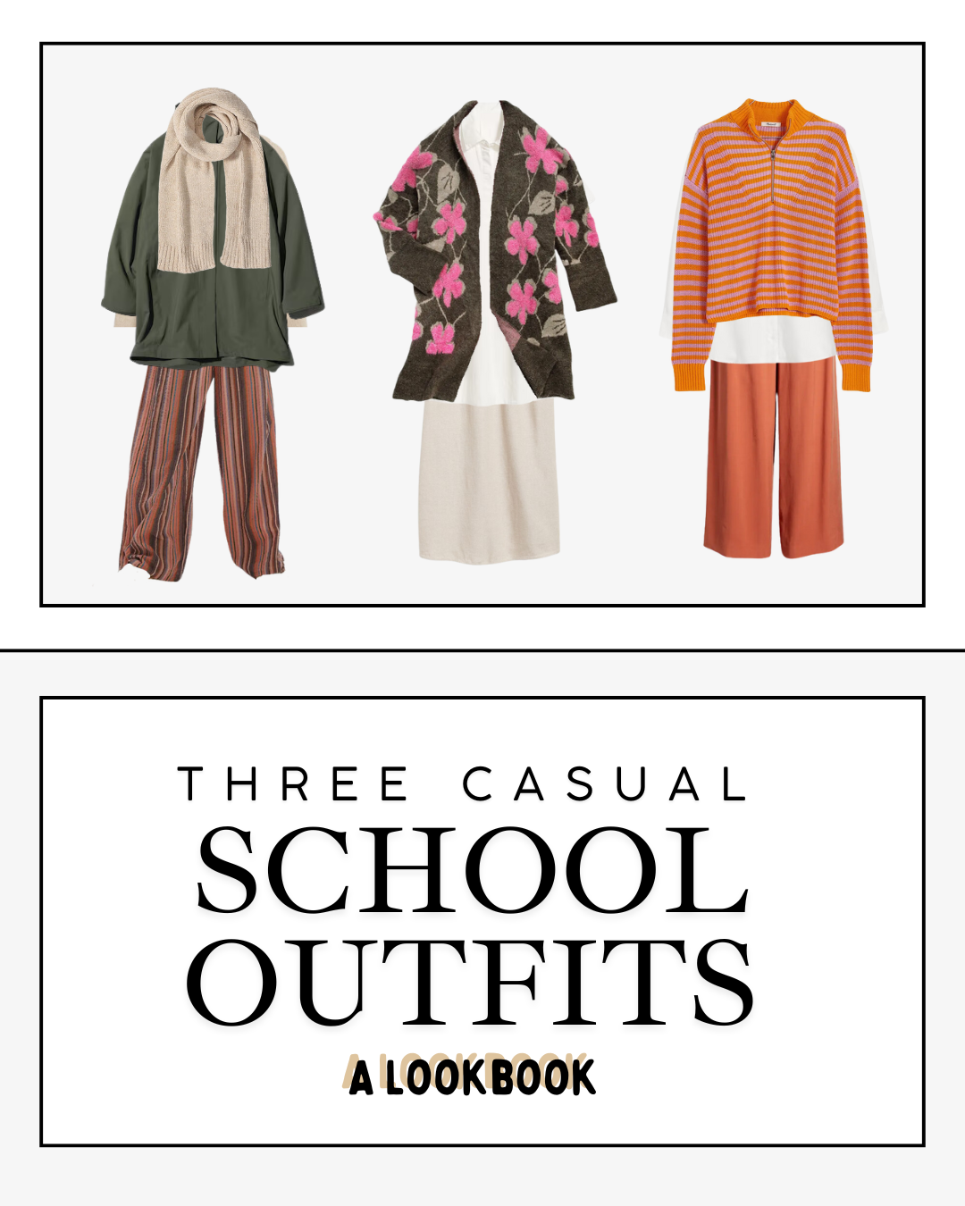 three casual school outfits